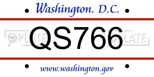 QS766 District Of Columbia License Plate