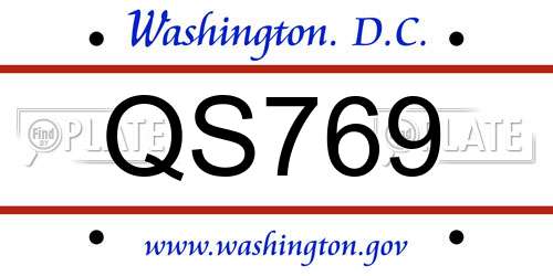 QS769 District Of Columbia License Plate