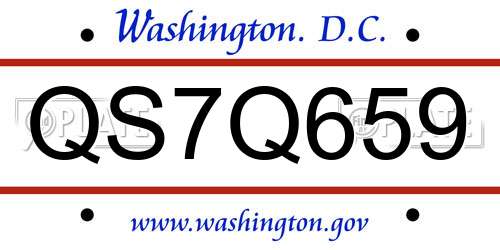 QS7Q659 District Of Columbia License Plate