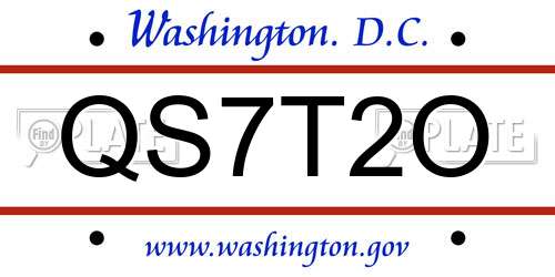 QS7T2O District Of Columbia License Plate