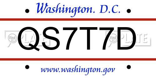 QS7T7D District Of Columbia License Plate