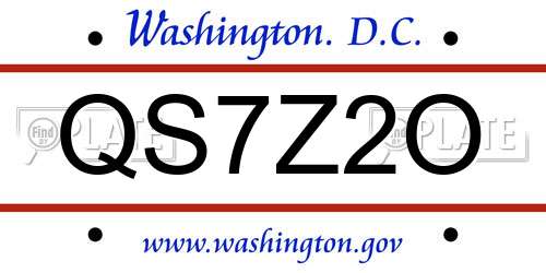 QS7Z2O District Of Columbia License Plate