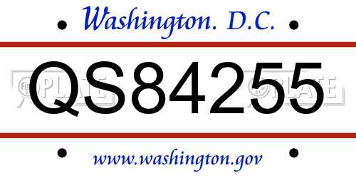QS84255 District Of Columbia License Plate