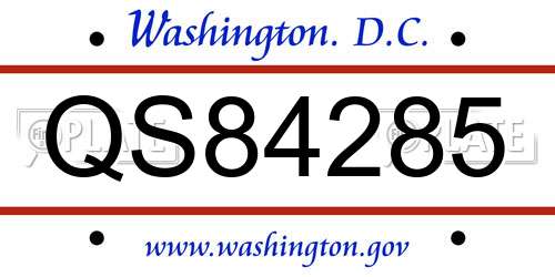QS84285 District Of Columbia License Plate