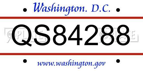 QS84288 District Of Columbia License Plate