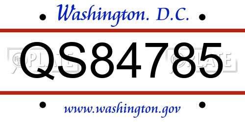 QS84785 District Of Columbia License Plate