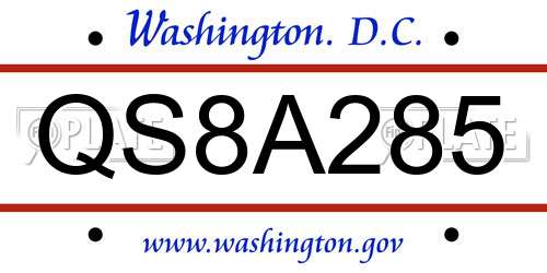 QS8A285 District Of Columbia License Plate