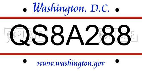 QS8A288 District Of Columbia License Plate