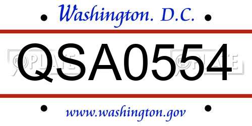 QSA0554 District Of Columbia License Plate