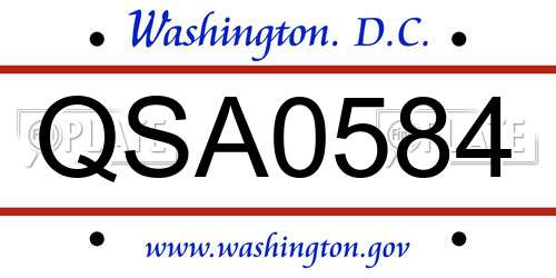 QSA0584 District Of Columbia License Plate