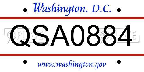 QSA0884 District Of Columbia License Plate