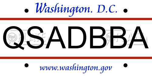 QSADBBA District Of Columbia License Plate