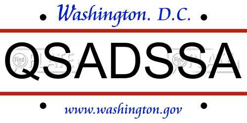 QSADSSA District Of Columbia License Plate