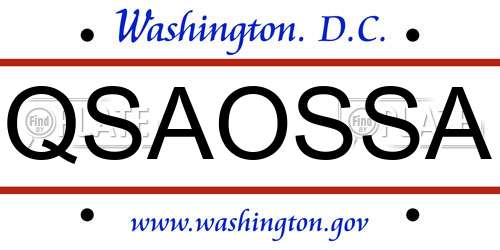 QSAOSSA District Of Columbia License Plate