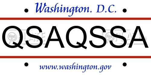 QSAQSSA District Of Columbia License Plate