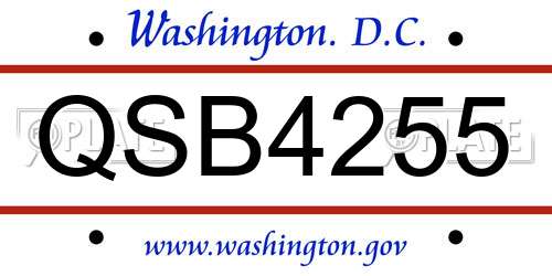 QSB4255 District Of Columbia License Plate