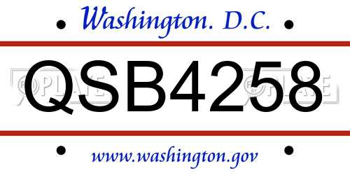 QSB4258 District Of Columbia License Plate