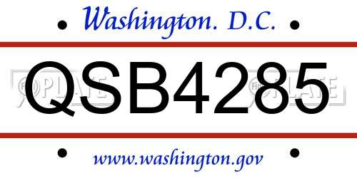 QSB4285 District Of Columbia License Plate