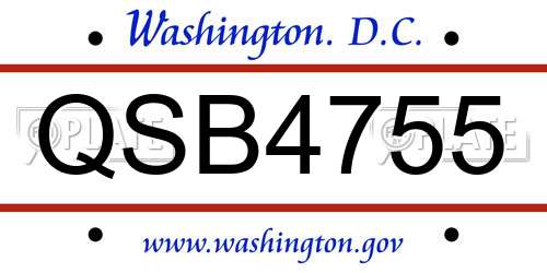 QSB4755 District Of Columbia License Plate