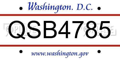 QSB4785 District Of Columbia License Plate