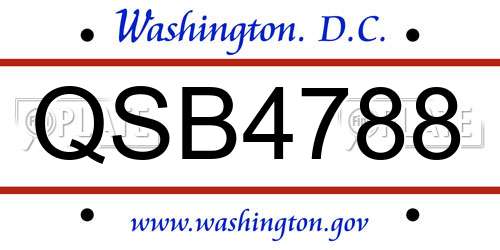 QSB4788 District Of Columbia License Plate
