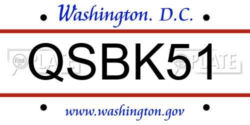 QSBK51 District Of Columbia License Plate