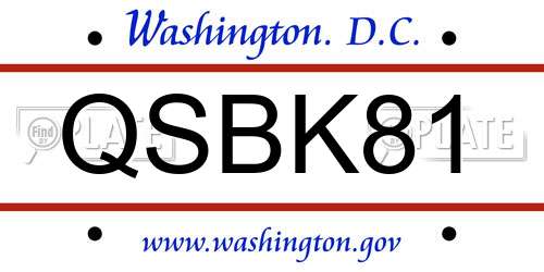 QSBK81 District Of Columbia License Plate