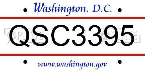 QSC3395 District Of Columbia License Plate