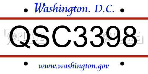 QSC3398 District Of Columbia License Plate