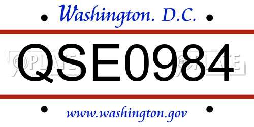 QSE0984 District Of Columbia License Plate