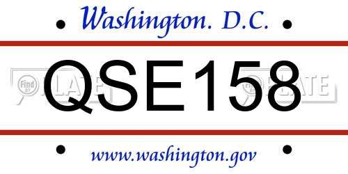 QSE158 District Of Columbia License Plate