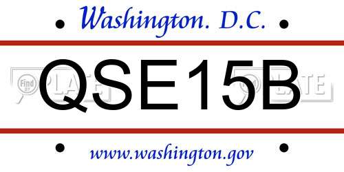 QSE15B District Of Columbia License Plate