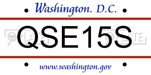 QSE15S District Of Columbia License Plate