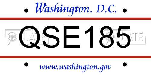 QSE185 District Of Columbia License Plate