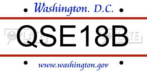 QSE18B District Of Columbia License Plate