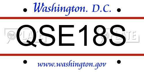 QSE18S District Of Columbia License Plate