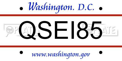 QSEI85 District Of Columbia License Plate