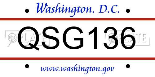 QSG136 District Of Columbia License Plate