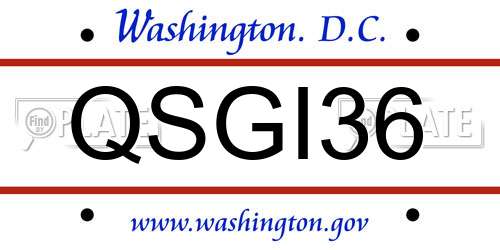 QSGI36 District Of Columbia License Plate