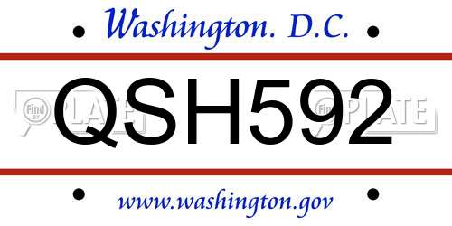 QSH592 District Of Columbia License Plate