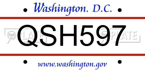 QSH597 District Of Columbia License Plate