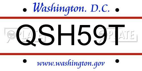 QSH59T District Of Columbia License Plate