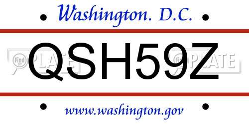 QSH59Z District Of Columbia License Plate