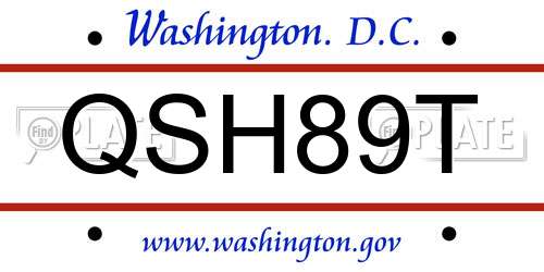 QSH89T District Of Columbia License Plate