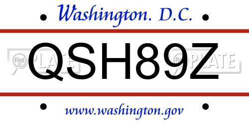 QSH89Z District Of Columbia License Plate