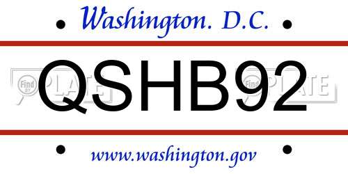 QSHB92 District Of Columbia License Plate