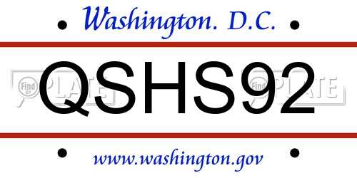 QSHS92 District Of Columbia License Plate