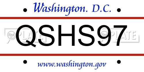 QSHS97 District Of Columbia License Plate