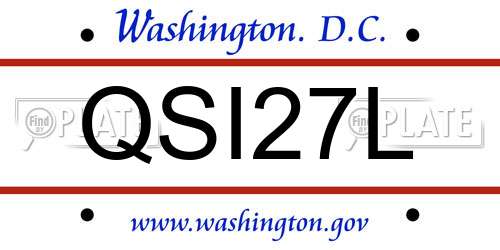 QSI27L District Of Columbia License Plate