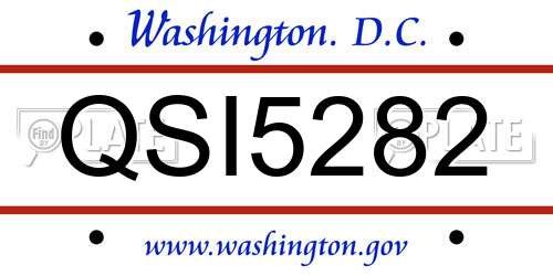 QSI5282 District Of Columbia License Plate